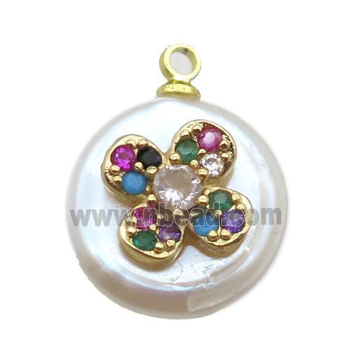 natural pearl pendant paved zircon