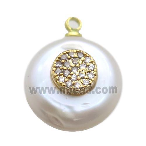 natural pearl pendant paved zircon