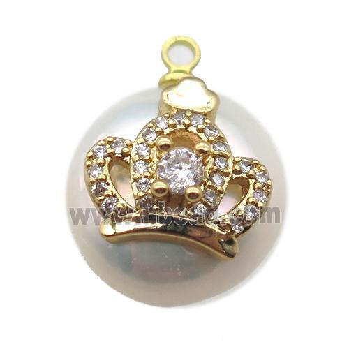 natural pearl pendant paved zircon