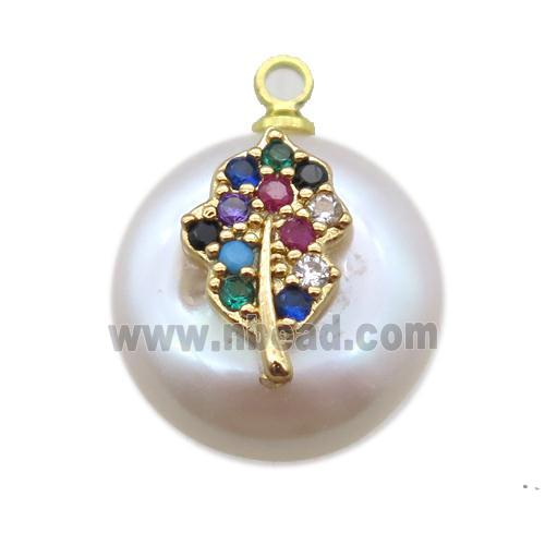 natural pearl pendant paved zircon