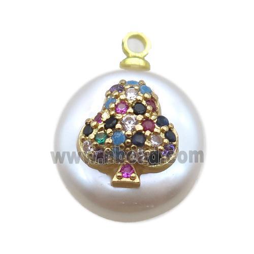 natural pearl pendant paved zircon