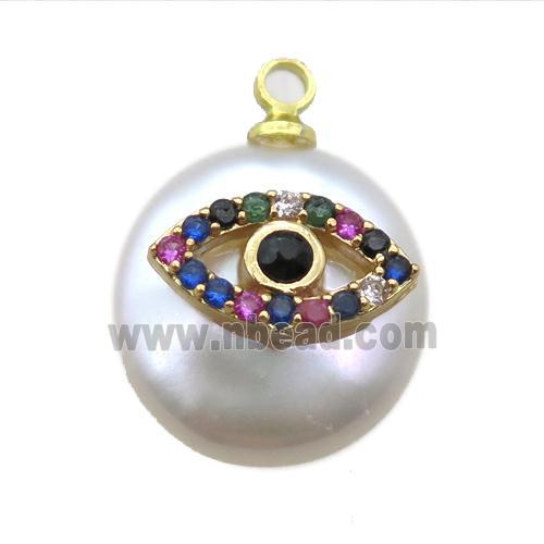 natural pearl pendant paved zircon