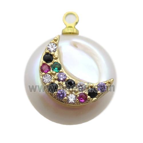 natural pearl pendant paved zircon