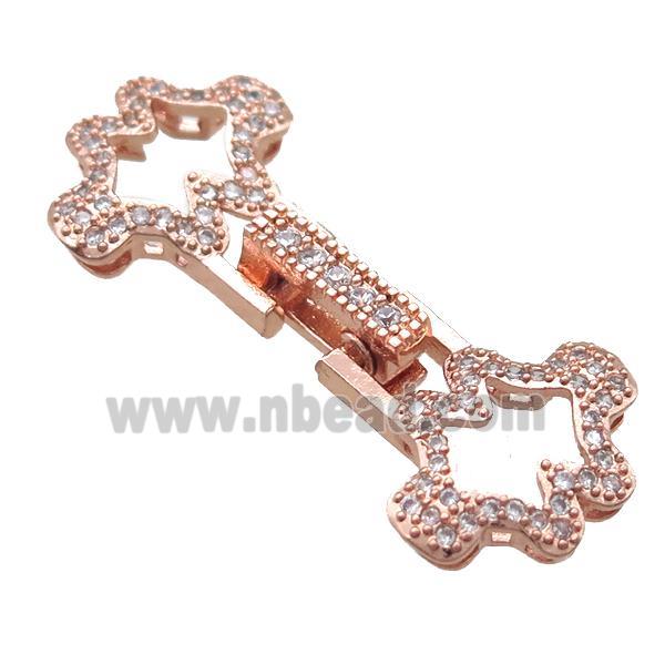 copper connector clasp paved zircon, rose gold