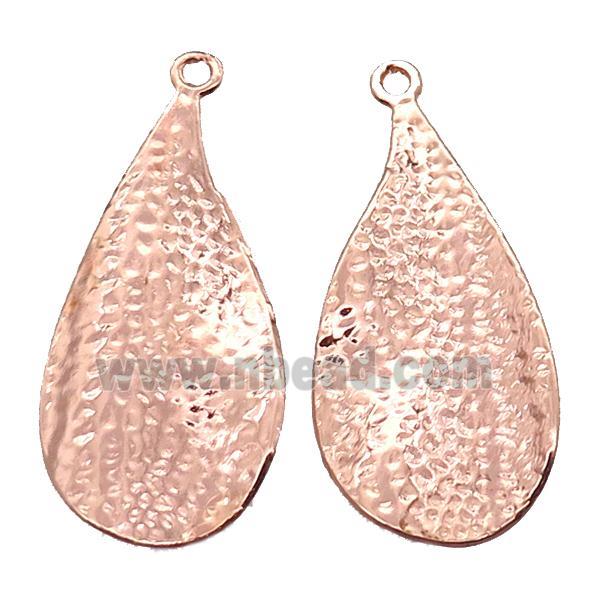 hammered copper leaf pendant, rose gold