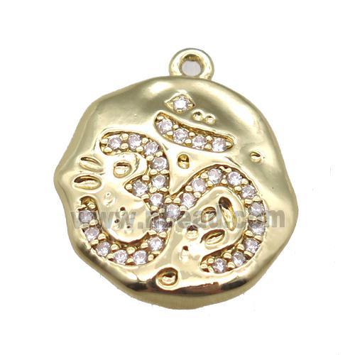 copper pendant paved zircon, gold plated