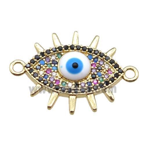 copper evil eye connector paved zircon, gold plated