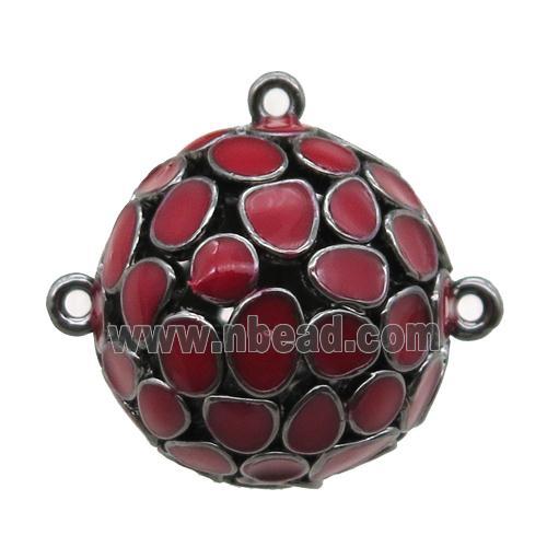 copper pendant bail, red Enameling, black plated