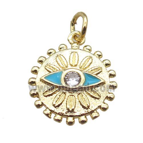 copper eye pendant paved zircon, gold plated