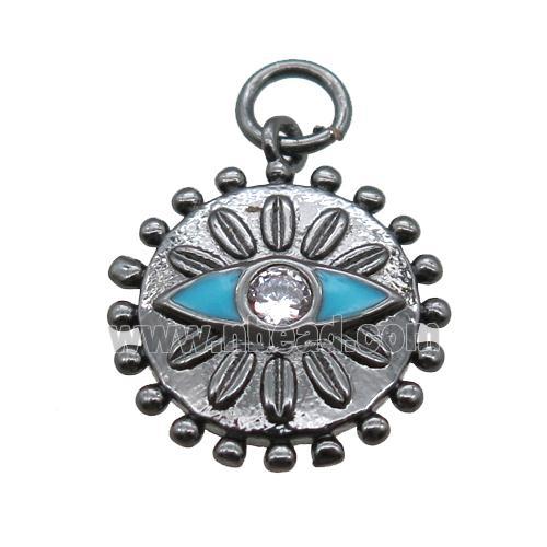 copper eye pendant paved zircon, black plated