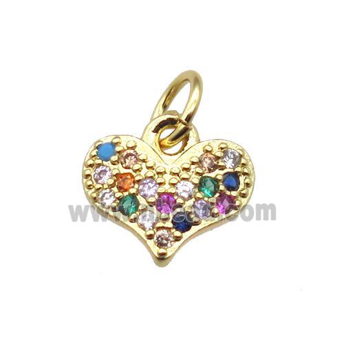 copper heart pendant paved zircon, gold plated