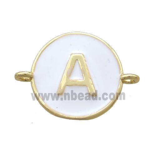 white enameling copper letter-A connector, gold plated