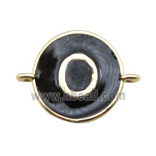 black enameling copper letter-O connector, gold plated