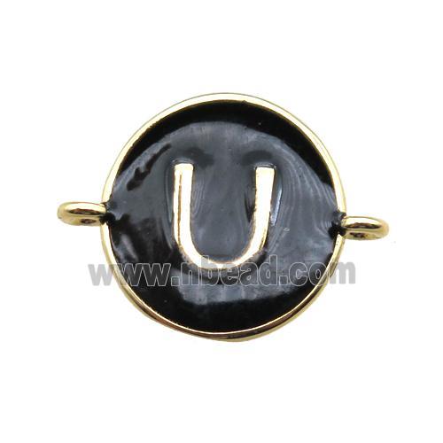 black enameling copper letter-U connector, gold plated