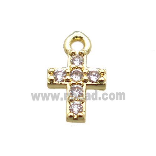 copper cross pendant pave zircon, gold plated