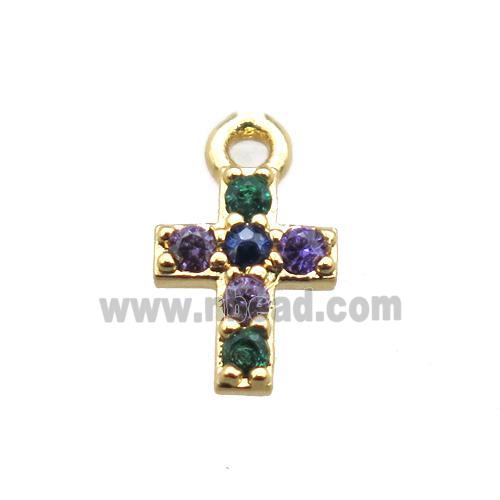 copper cross pendant pave zircon, gold plated