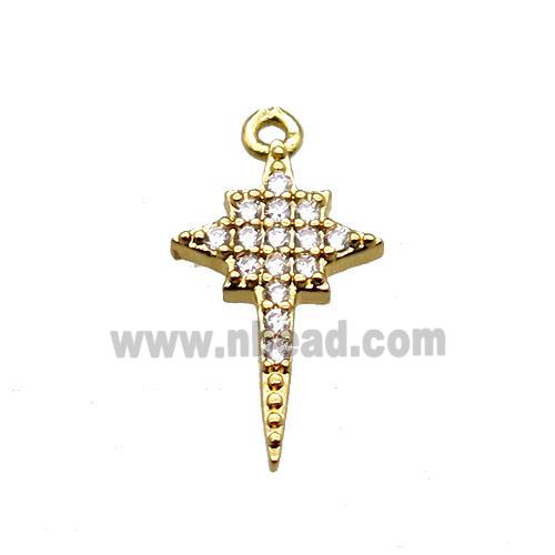 copper northstar pendant paved zircon, gold plated