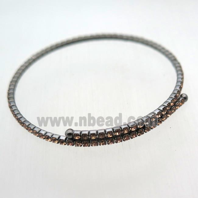 copper bangle pave champagne rhinestone, black plated