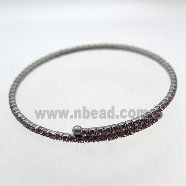 copper bangle pave purple rhinestone, black plated