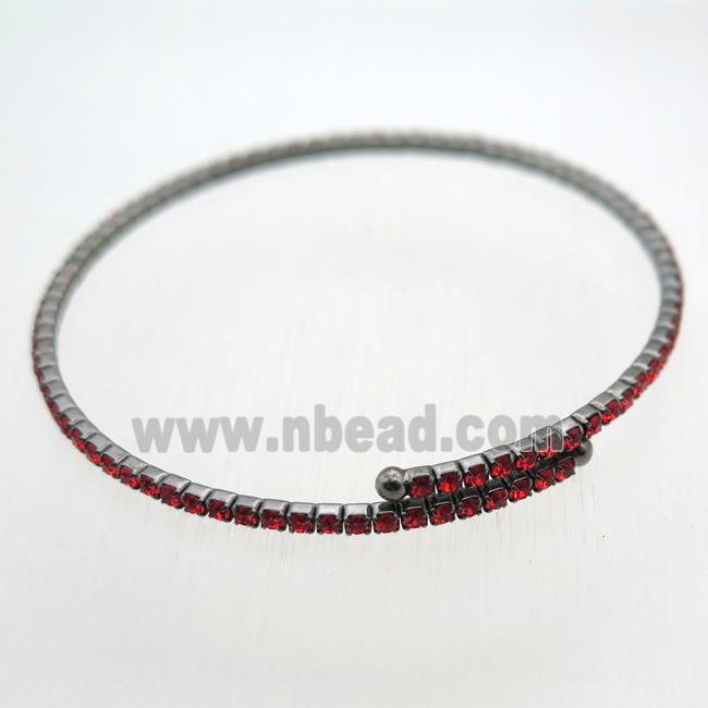 copper bangle pave red rhinestone, black plated