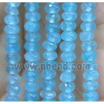 aqua jade bead, faceted rondelle