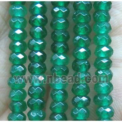 green jade bead, faceted rondelle