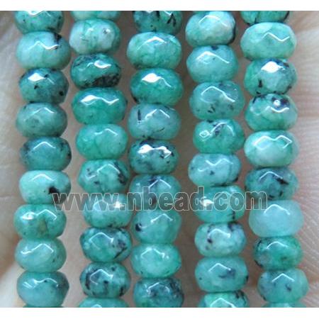 green jade bead, faceted rondelle