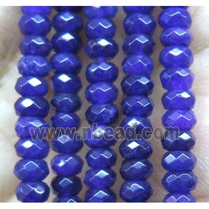 deep blue jade bead, faceted rondelle