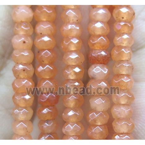 orange jade bead, faceted rondelle