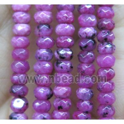 hotpink jade bead, faceted rondelle