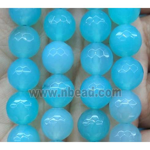 aqua agate beads, faceted round