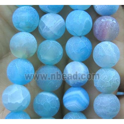 blue frosted Crackle Agate beads, round