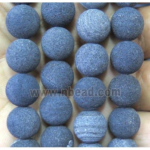 black frosted Crackle Agate Stone beads, round