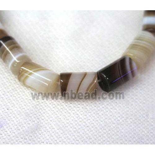 coffee stripe Agate beads, tube