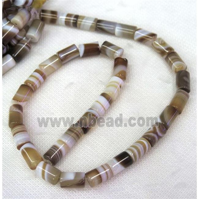 coffee stripe Agate beads, tube