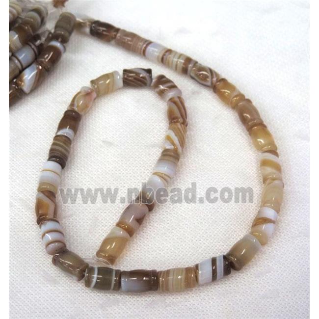 coffee stripe Agate beads, bamboo