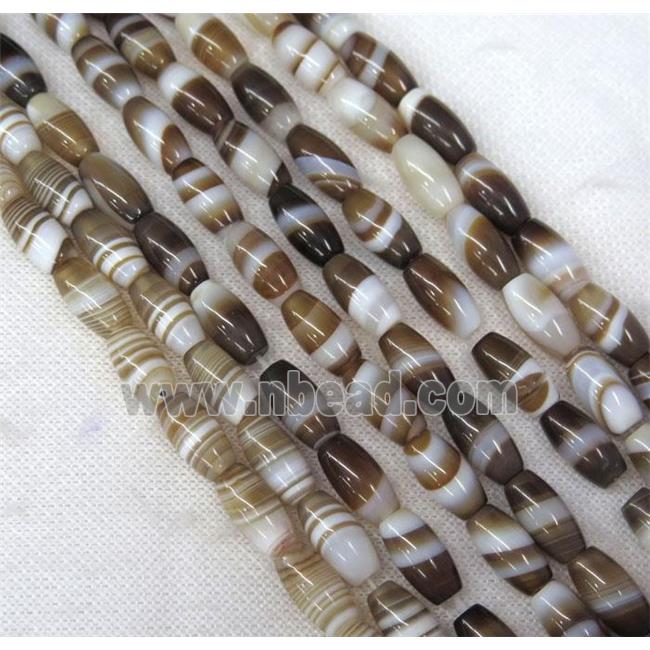 coffee stripe Agate barrel beads