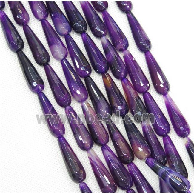 purple Agate beads, faceted teardrop