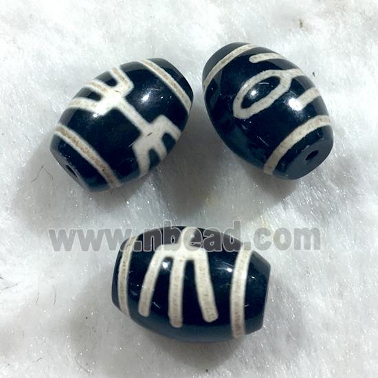 black tibetan style agate beads, oval