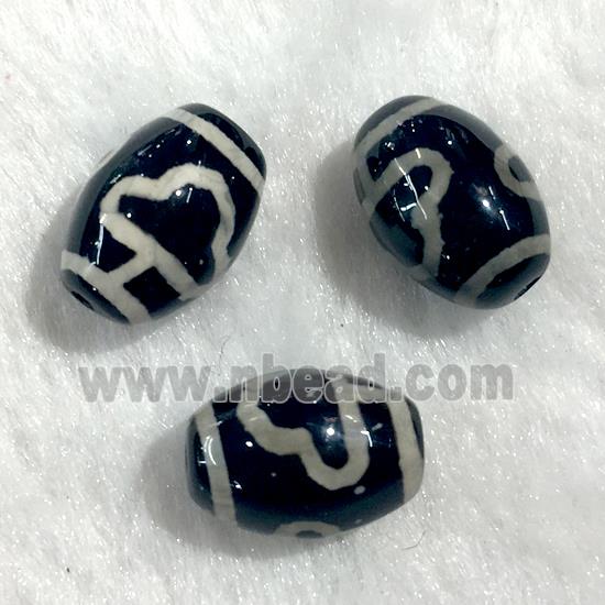 black tibetan style agate beads, oval