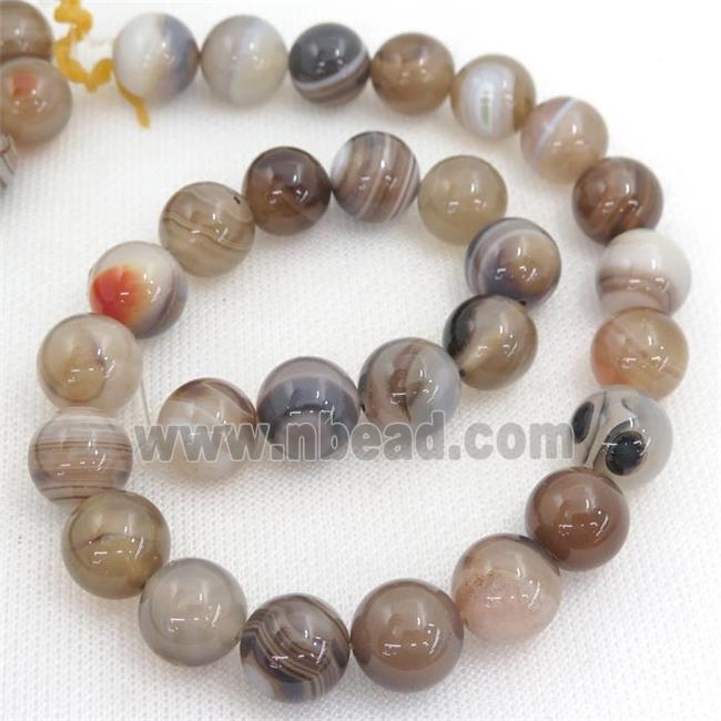 smooth round striped Agate Beads, coffee