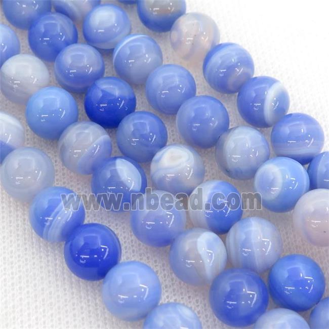 round striped Agate Beads, blue