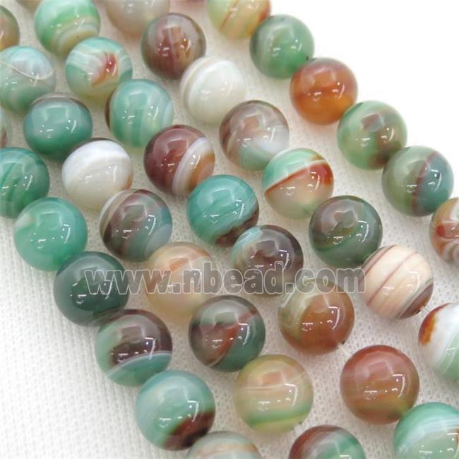 round striped Agate Beads, green