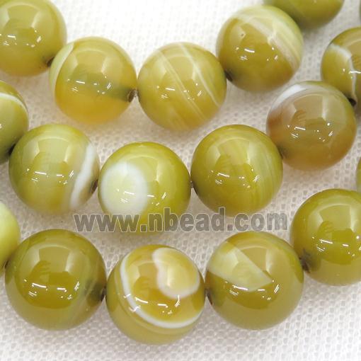 round striped Agate Beads, olive