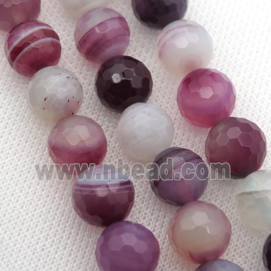 lt.purple Striped Agate Beads, faceted round, A grade