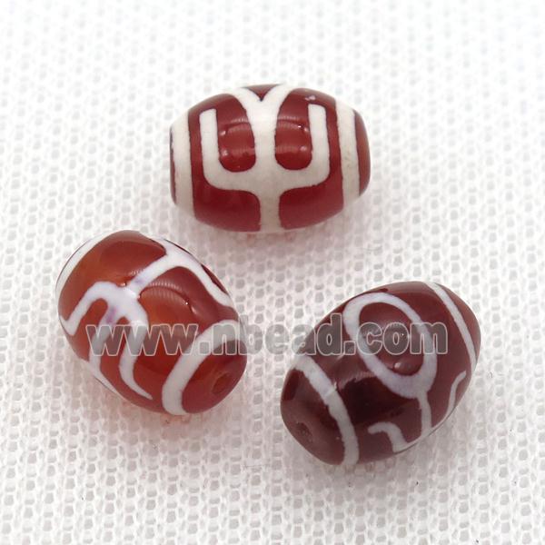 red tibetan DZi barrel beads