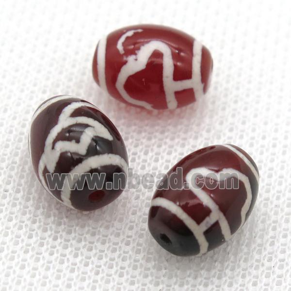 red tibetan DZi barrel beads