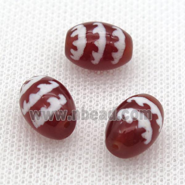 red tibetan DZi barrel beads