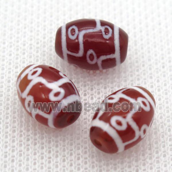 red tibetan DZi barrel beads