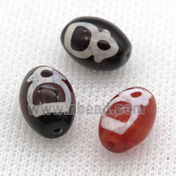 red tibetan DZi barrel beads